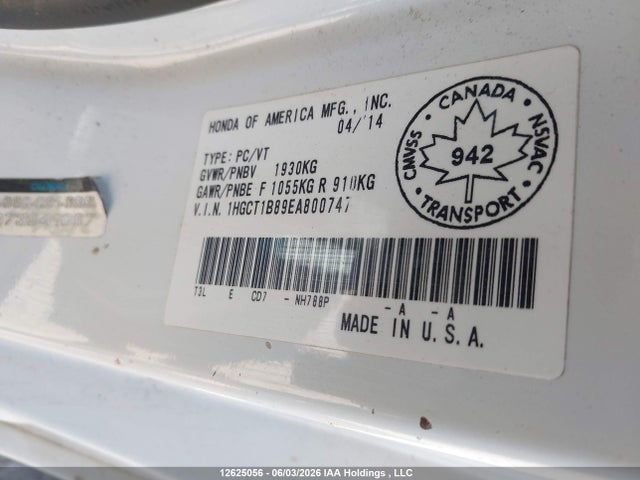 Aukcja sprzedaży 2014 Honda Accord Ex-l-navi, vin: 1HGCT1B89EA800747, numer aukcji: 12625056