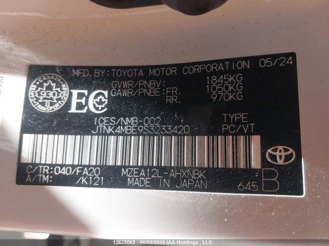 JTNK4MBE9S3233420 Toyota Corolla N