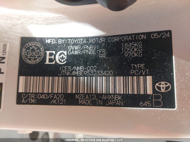 JTNK4MBE9S3233420 Toyota Corolla N