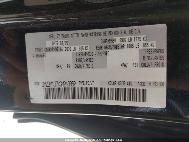 3MZBM1U7XGM243362 Mazda 3 SPORT