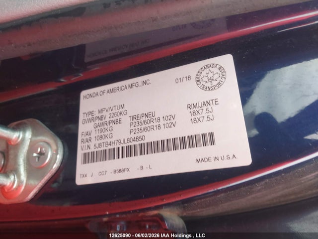 5J8TB4H79JL804850 Acura Rdx Advance