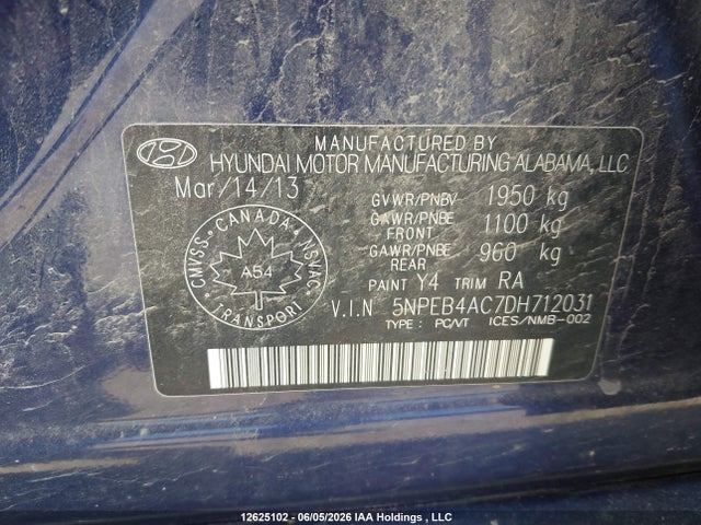 Продаж на аукціоні авто 2013 Hyundai Sonata Gl, vin: 5NPEB4AC7DH712031, номер лоту: 12625102