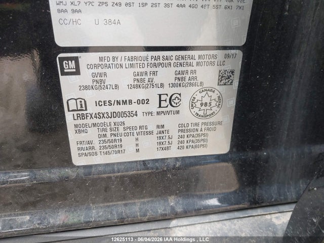 LRBFX4SX3JD005354 Buick Envision Premium Ii