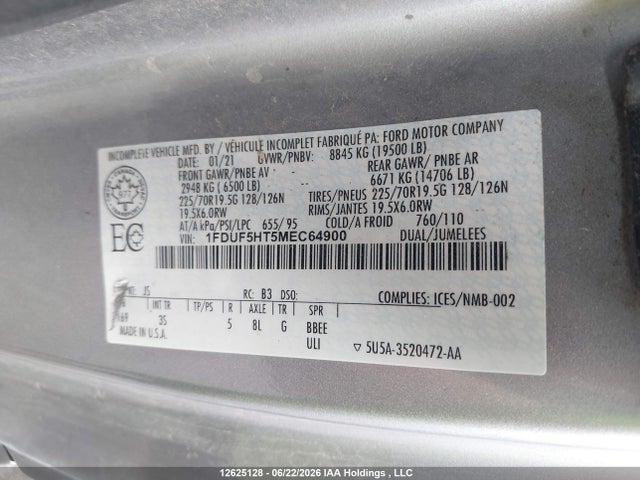 Продаж на аукціоні авто 2021 Ford F-550 Chassis Xlt, vin: 1FDUF5HT5MEC64900, номер лоту: 12625128