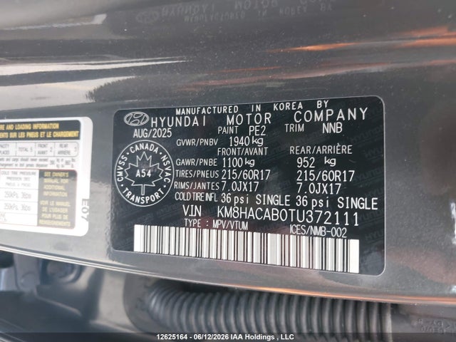 2026 Hyundai Kona Essential Awd მანქანა იყიდება აუქციონზე, vin: KM8HACAB0TU372111, აუქციონის ნომერი: 12625164