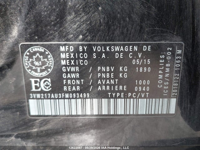 3VW217AU3FM093499 Volkswagen Golf 1.8 Tsi Comfortline/1.8 Tsi Highline/1.8 Tsi Trendline