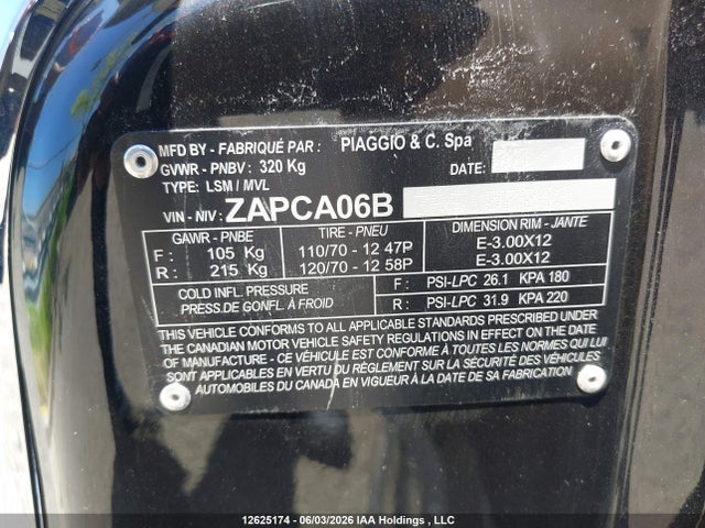 Продажа на аукционе авто 2023 Vespa Primavera/sprint 50, vin: ZAPCA06B3P5107249, номер лота: 12625174