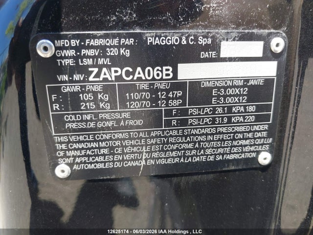 Продажа на аукционе авто 2023 Vespa Primavera/sprint 50, vin: ZAPCA06B3P5107249, номер лота: 12625174