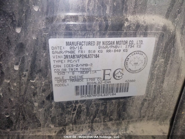 Aukcja sprzedaży 2017 Nissan Sentra, vin: 3N1AB7AP2HL637184, numer aukcji: 12625188