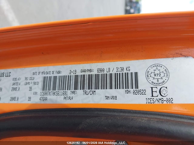 1C6RR7KT0KS611691 RAM 1500 Classic Tradesman