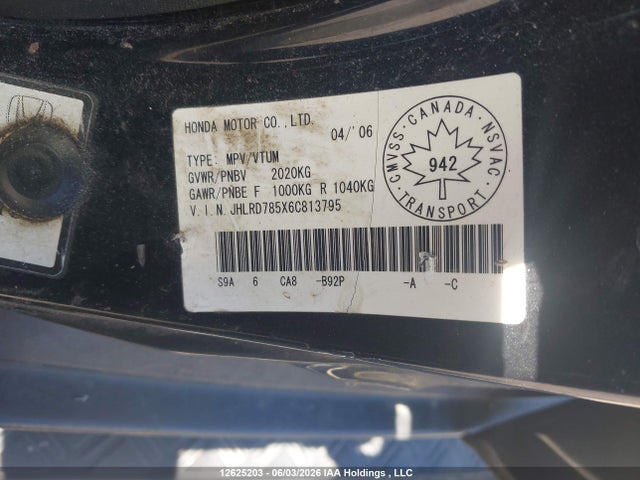 Aukcja sprzedaży 2006 Honda Cr-v Se, vin: JHLRD785X6C813795, numer aukcji: 12625203