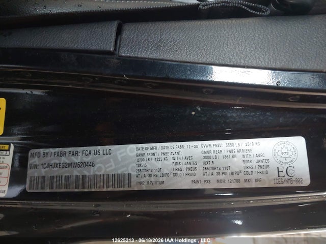 12625213 :رقم المزاد ، 1C4HJXEG2MW620446 vin ، 2021 Jeep Wrangler Unlimited Sahara مزاد بيع