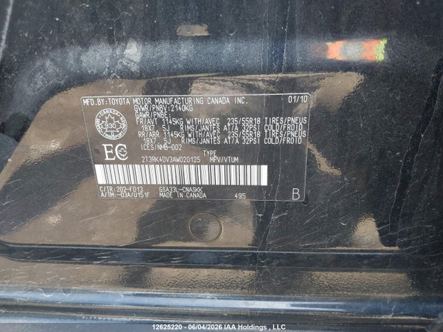 2010 Toyota Rav4 Sport მანქანა იყიდება აუქციონზე, vin: 2T3RK4DV3AW020125, აუქციონის ნომერი: 12625220