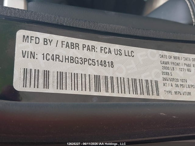 1C4RJHBG3PC514818 Jeep Grand Cherokee