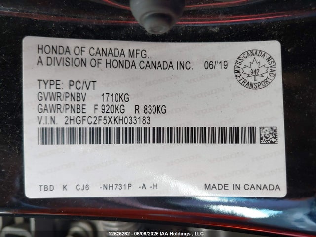 Honda Civic Lx 2019 2HGFC2F5XKH033183 Image 18