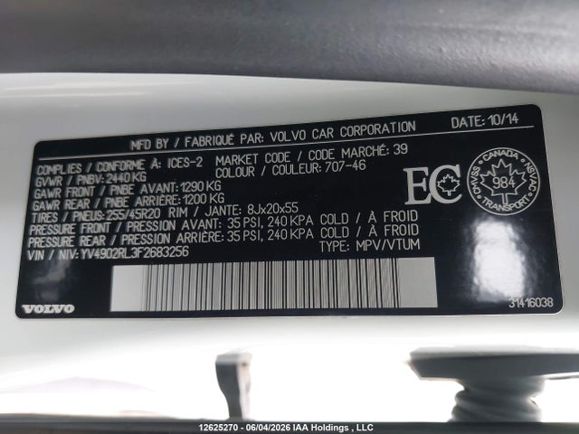 Aukcja sprzedaży 2015 Volvo Xc60 T6/premier+, vin: YV4902RL3F2683256, numer aukcji: 12625270