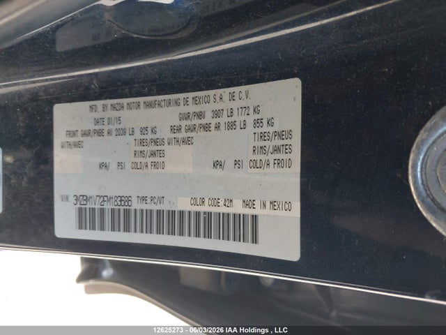 Mazda Mazda3 Gs 2015 3MZBM1V72FM183686 Image 9