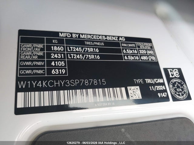 W1Y4KCHY3SP787815 Mercedes-Benz Sprinter 2500 High Roof 4-cyl Diesel