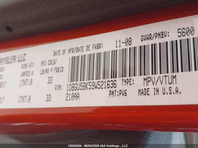 2009 Dodge Nitro Slt მანქანა იყიდება აუქციონზე, vin: 1D8GU58K59W521636, აუქციონის ნომერი: 12625294