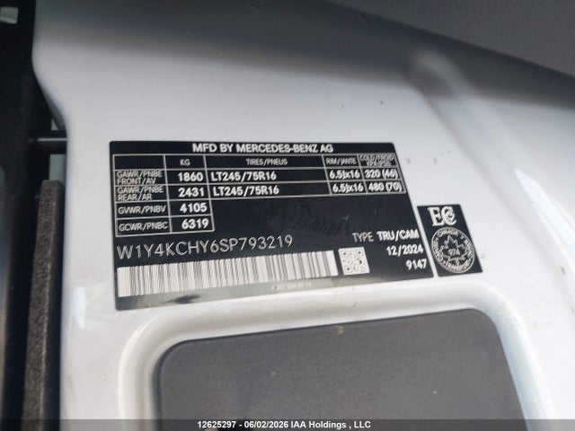 W1Y4KCHY6SP793219 Mercedes-Benz Sprinter 2500 High Roof 4-cyl Diesel