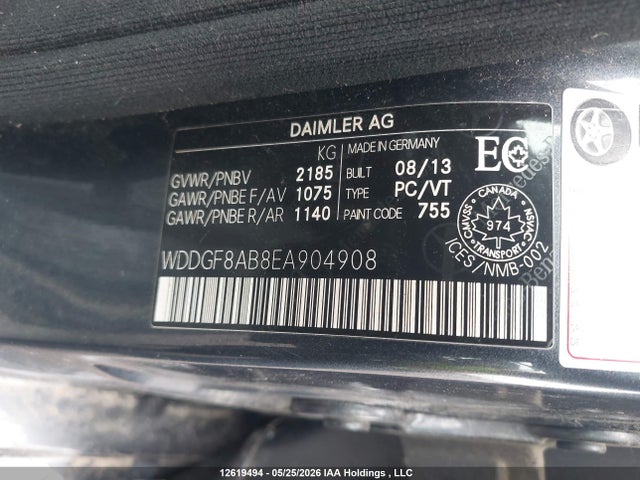 12619494 :رقم المزاد ، WDDGF8AB8EA904908 vin ، 2014 Mercedes-benz C 300 4matic مزاد بيع