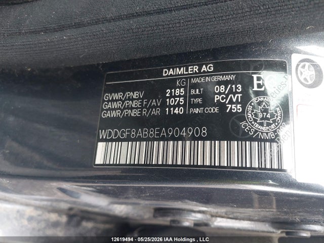 12619494 :رقم المزاد ، WDDGF8AB8EA904908 vin ، 2014 Mercedes-benz C 300 4matic مزاد بيع