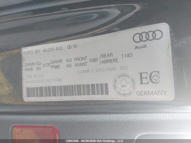 WAUCNAF4XJN014780 Audi A4 2.0t Technik