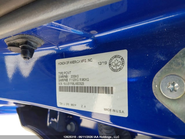 Aukcja sprzedaży 2020 Acura Tlx Tech A-spec, vin: 19UUB1F68LA800929, numer aukcji: 12625310