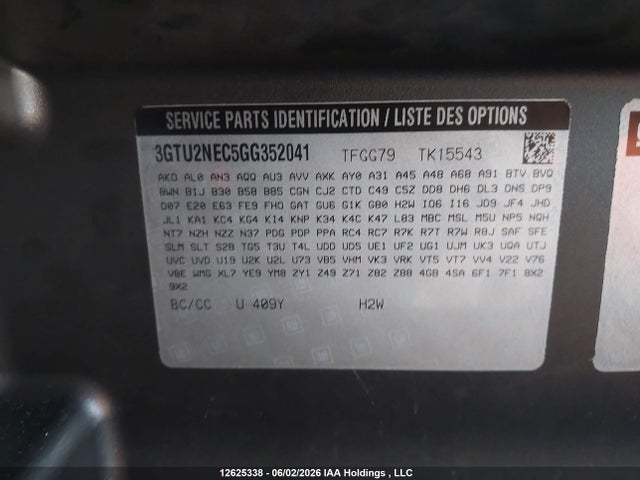 3GTU2NEC5GG352041 GMC Sierra K1500 Slt