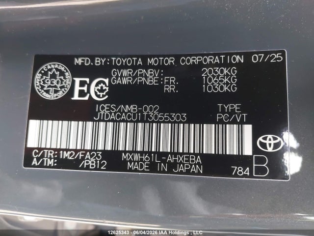 Продажа на аукционе авто 2026 Toyota Prius Plug-in Hybrid Se, vin: JTDACACU1T3055303, номер лота: 12625343
