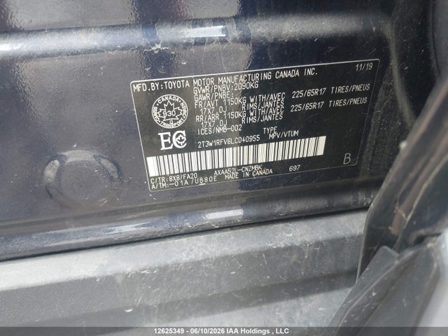 Продаж на аукціоні авто 2020 Toyota Rav4 Xle, vin: 2T3W1RFV6LC040955, номер лоту: 12625349