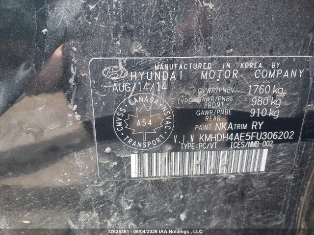 2015 Hyundai Elantra მანქანა იყიდება აუქციონზე, vin: KMHDH4AE5FU306202, აუქციონის ნომერი: 12625361
