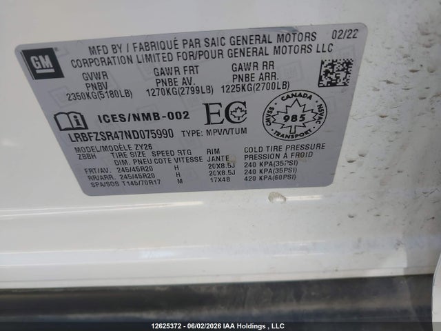 Buick Envision Avenir 2022 LRBFZSR47ND075990 Image 9