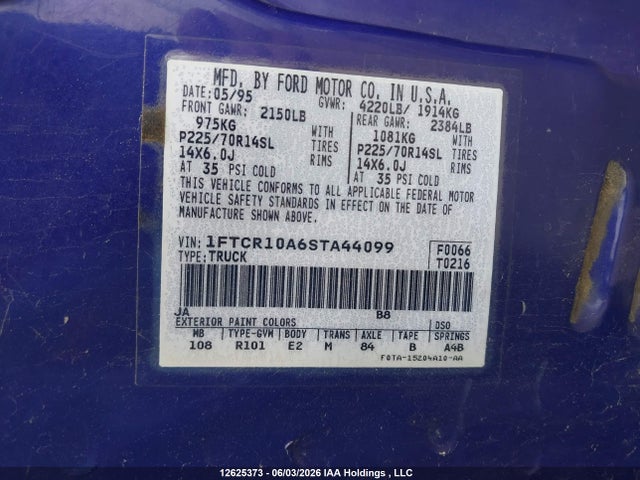 Продаж на аукціоні авто 1995 Ford Ranger, vin: 1FTCR10A6STA44099, номер лоту: 12625373