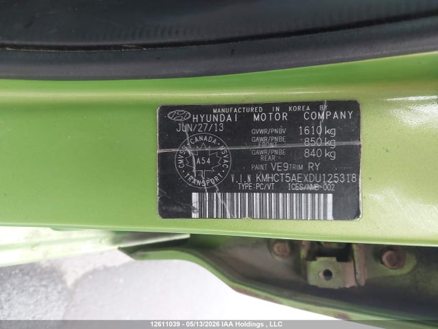 Aukcja sprzedaży 2013 Hyundai Accent Gl, vin: KMHCT5AEXDU125318, numer aukcji: 12611039