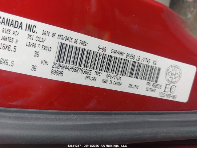 Продаж на аукціоні авто 2008 Dodge Grand Caravan Se, vin: 2D8HN44H58R783685, номер лоту: 12611387