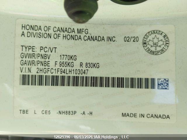 Honda Civic 2020 2HGFC1F94LH103047 Image 10