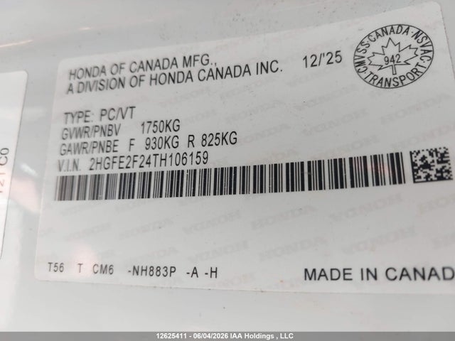 Honda Civic Lx 2026 2HGFE2F24TH106159 Image 18