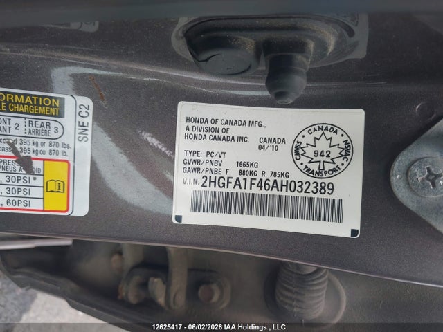 Продаж на аукціоні авто 2010 Honda Civic Dx-g, vin: 2HGFA1F46AH032389, номер лоту: 12625417