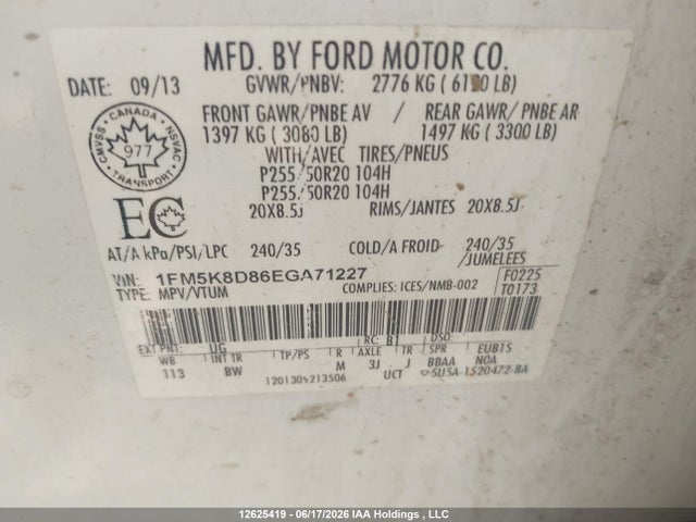 Продажа на аукционе авто 2014 Ford Explorer Xlt, vin: 1FM5K8D86EGA71227, номер лота: 12625419