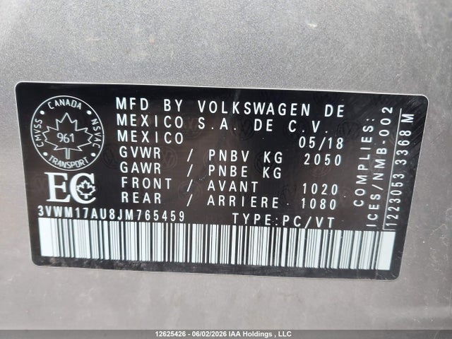 3VWM17AU8JM765459 Volkswagen Golf Alltrack S/se