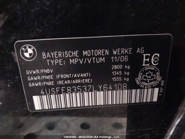Aukcja sprzedaży 2007 Bmw X5 4.8i, vin: 4USFE83537LY64108, numer aukcji: 12625440