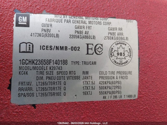 Aukcja sprzedaży 2008 Chevrolet Silverado K2500 Heavy Duty, vin: 1GCHK23658F140188, numer aukcji: 12625442