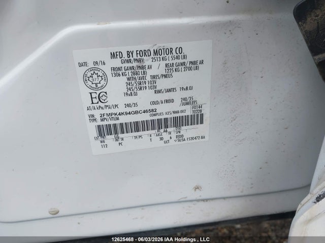 2FMPK4K94GBC46582 Ford Edge Titanium