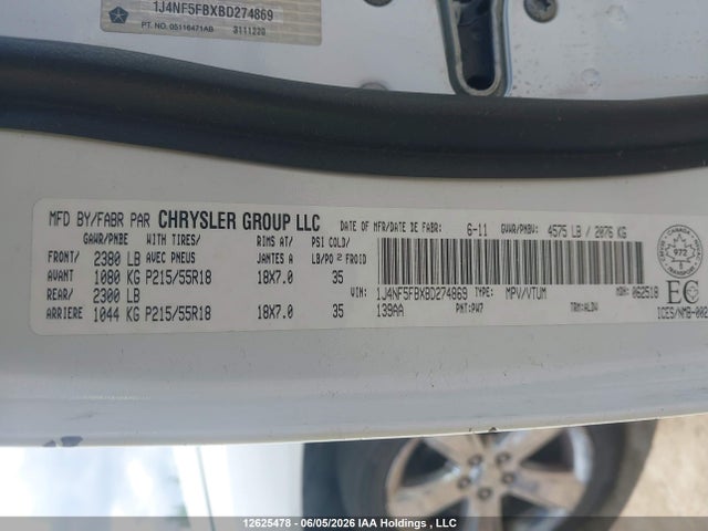 Aukcja sprzedaży 2011 Jeep Compass Limited, vin: 1J4NF5FBXBD274869, numer aukcji: 12625478