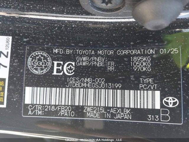 JTDBDMHE0SJ013199 Toyota Corolla Hybrid Le