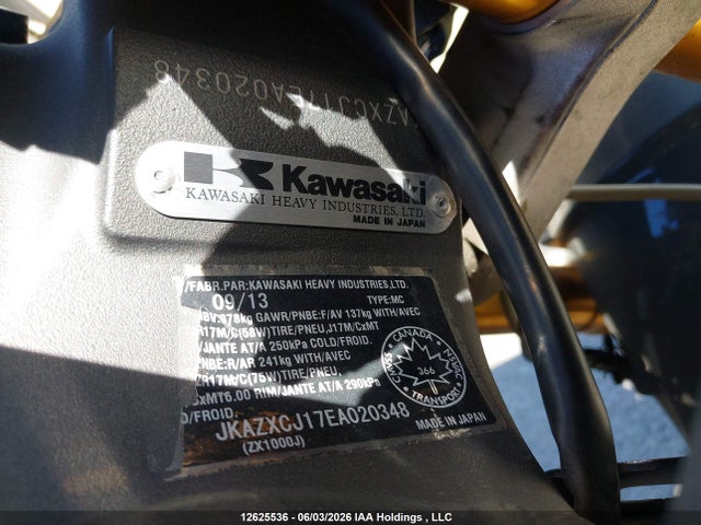 Kawasaki Zx1000 J 2014 JKAZXCJ17EA020348 Image 13