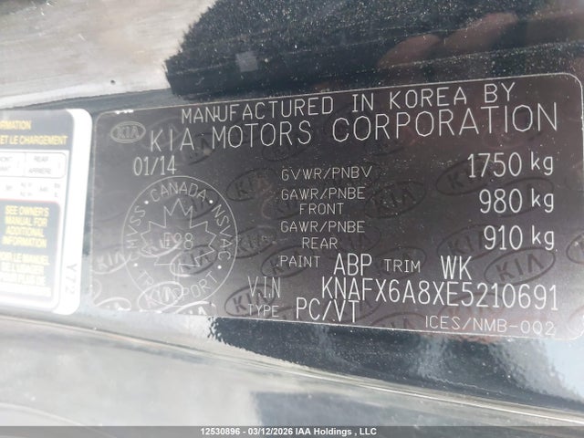 Auction sale of the 2014 Kia Forte Ex, vin: KNAFX6A8XE5210691, lot number: 12530896
