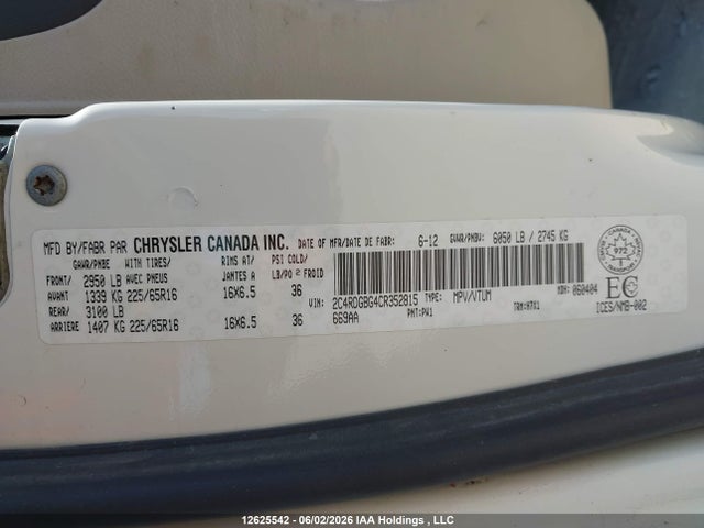 Aukcja sprzedaży 2012 Dodge Grand Caravan Se, vin: 2C4RDGBG4CR352815, numer aukcji: 12625542