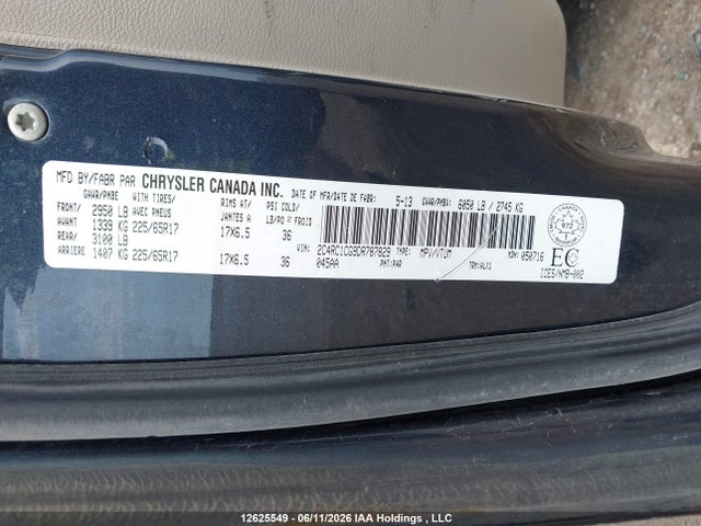 12625549 :رقم المزاد ، 2C4RC1CG9DR787829 vin ، 2013 Chrysler Town & Country مزاد بيع